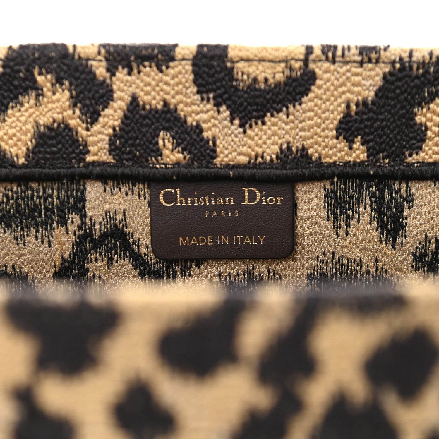 Christian Dior Canvas Mizza Embroidered Medium Leopard Book Tote Beige 9 of 9