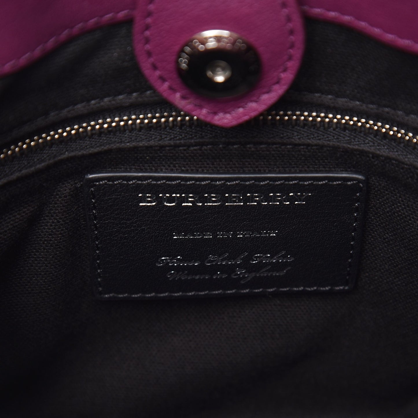 Calfskin House Check Studded Small Banner Tote Dark Plum