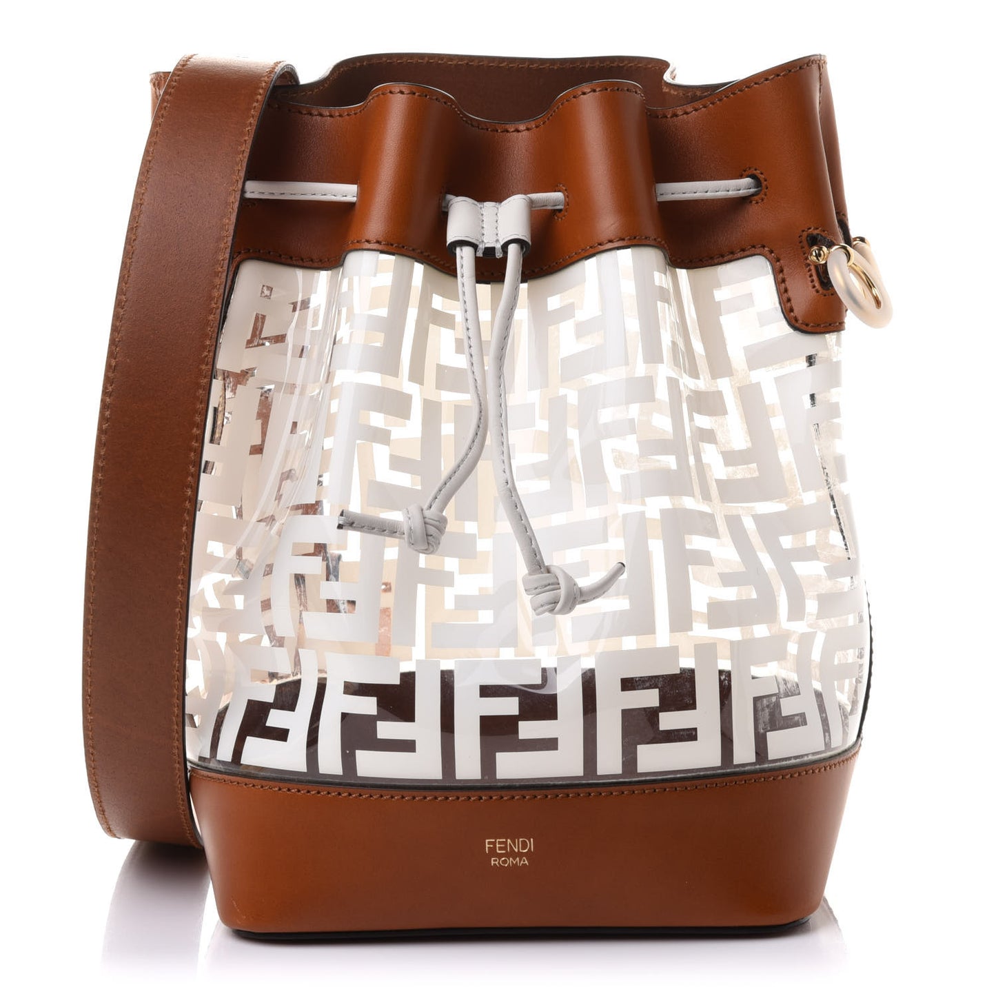 TPU FF Vitello Aura F is Fendi Grande Mon Tresor Bucket Bag White Cuoio