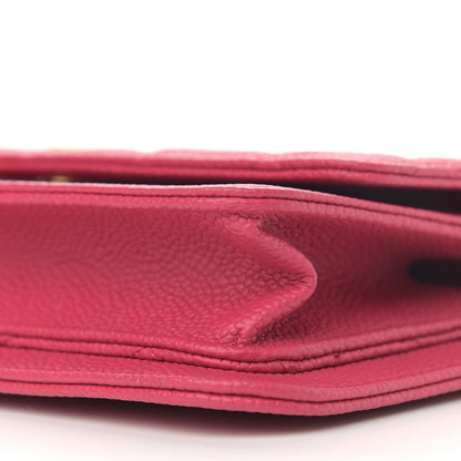 Chanel Caviar Quilted Logo Zip Wallet On Chain WOC Pink 11 of 14