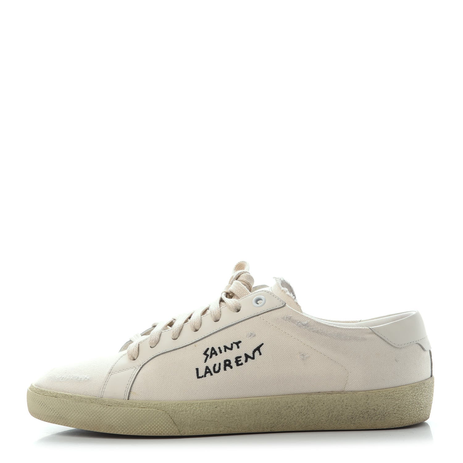Saint Laurent Distressed Canvas Court Classic Sneakers 41 Panna 1 of 5