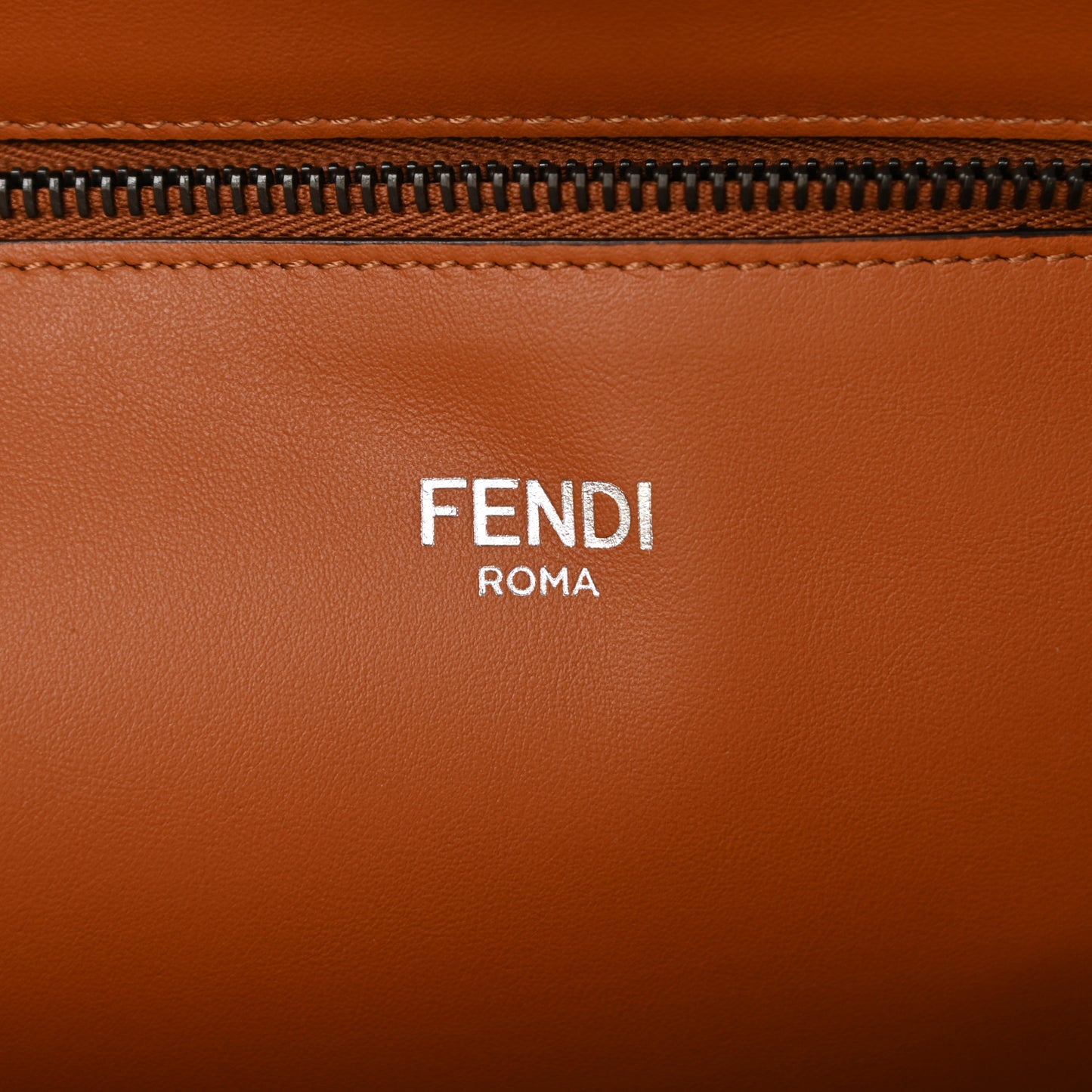 Cuoio Romano Vitello Cover Glazed Fabric Bi-Color FF 1974 Medium Peekaboo I SEE U Satchel Asfalto Praline Tobacco Moro