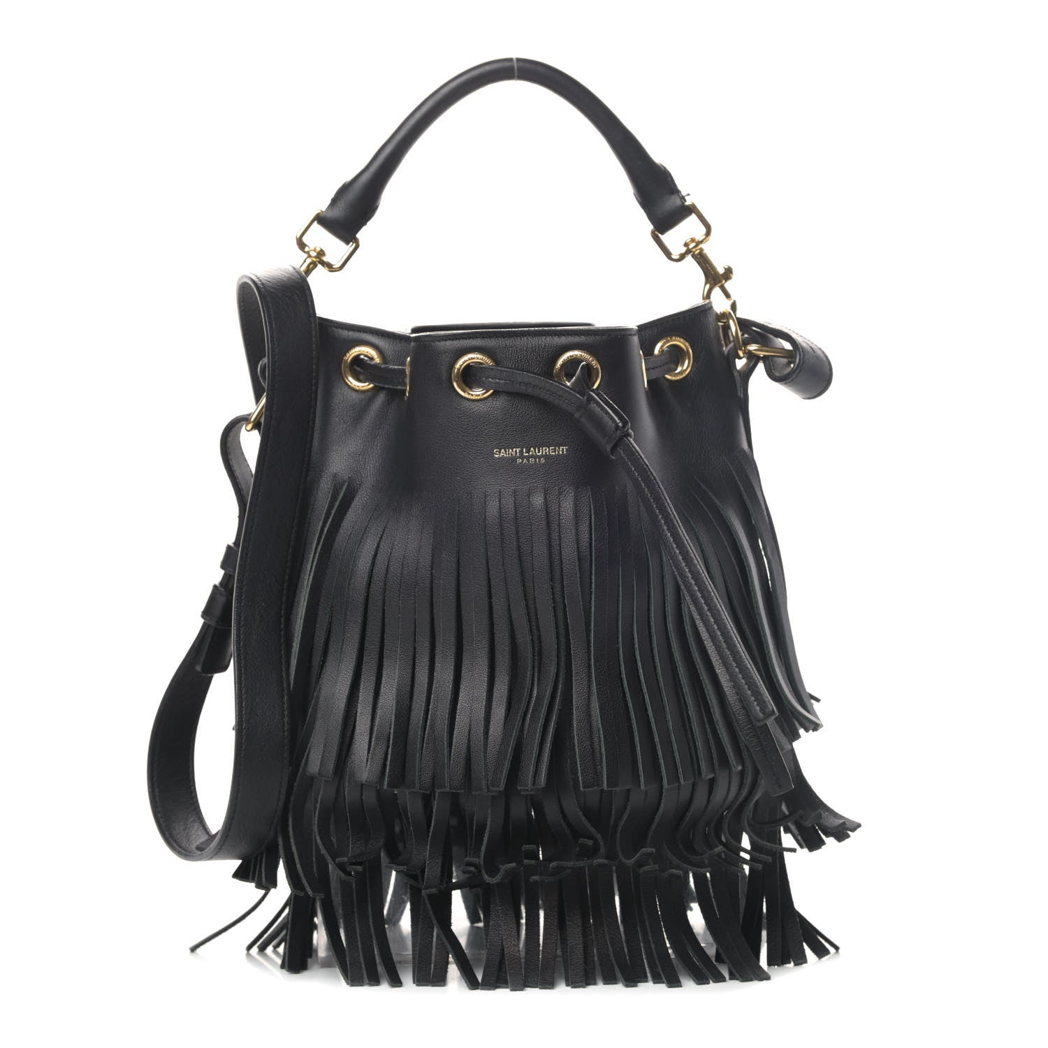 Saint Laurent Calfskin Small Emmanuelle Fringe Hobo Bag Black 1 of 5
