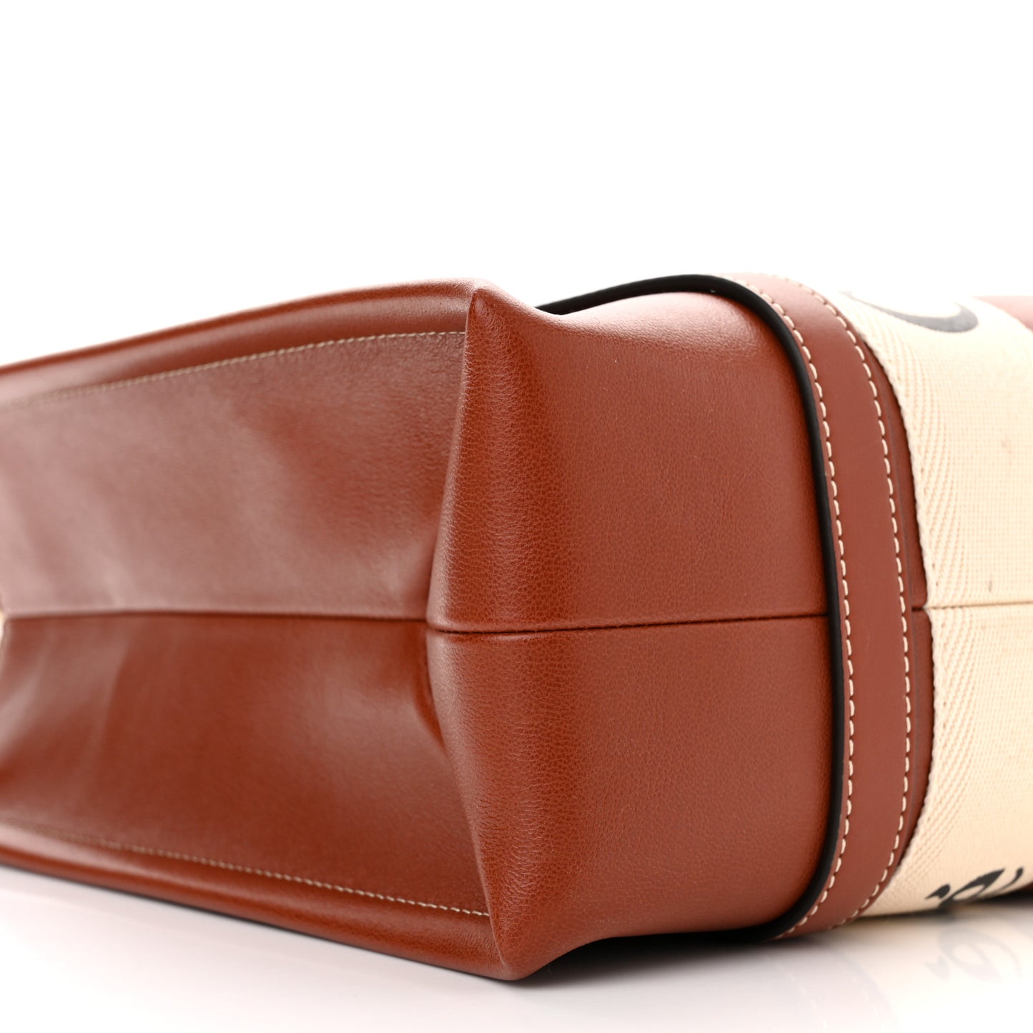 Calfskin Medium Woody Ribbon Tote Sepia Brown