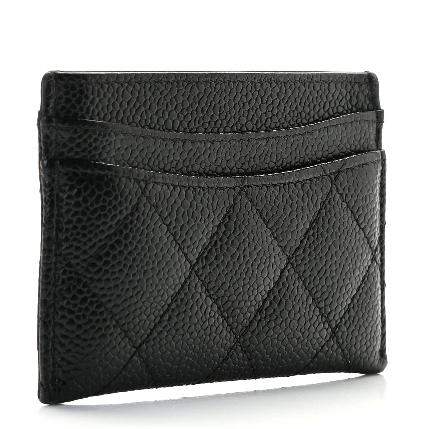 Caviar Quilted Card Holder Black