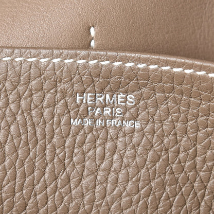 Hermes Taurillon Clemence Halzan 31 GM Etoupe 7 of 8