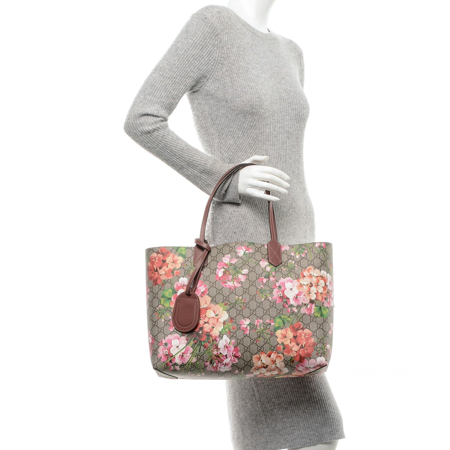 GG Supreme Monogram Blooms Medium Reversible Tote Beige Multicolor Dry Rose