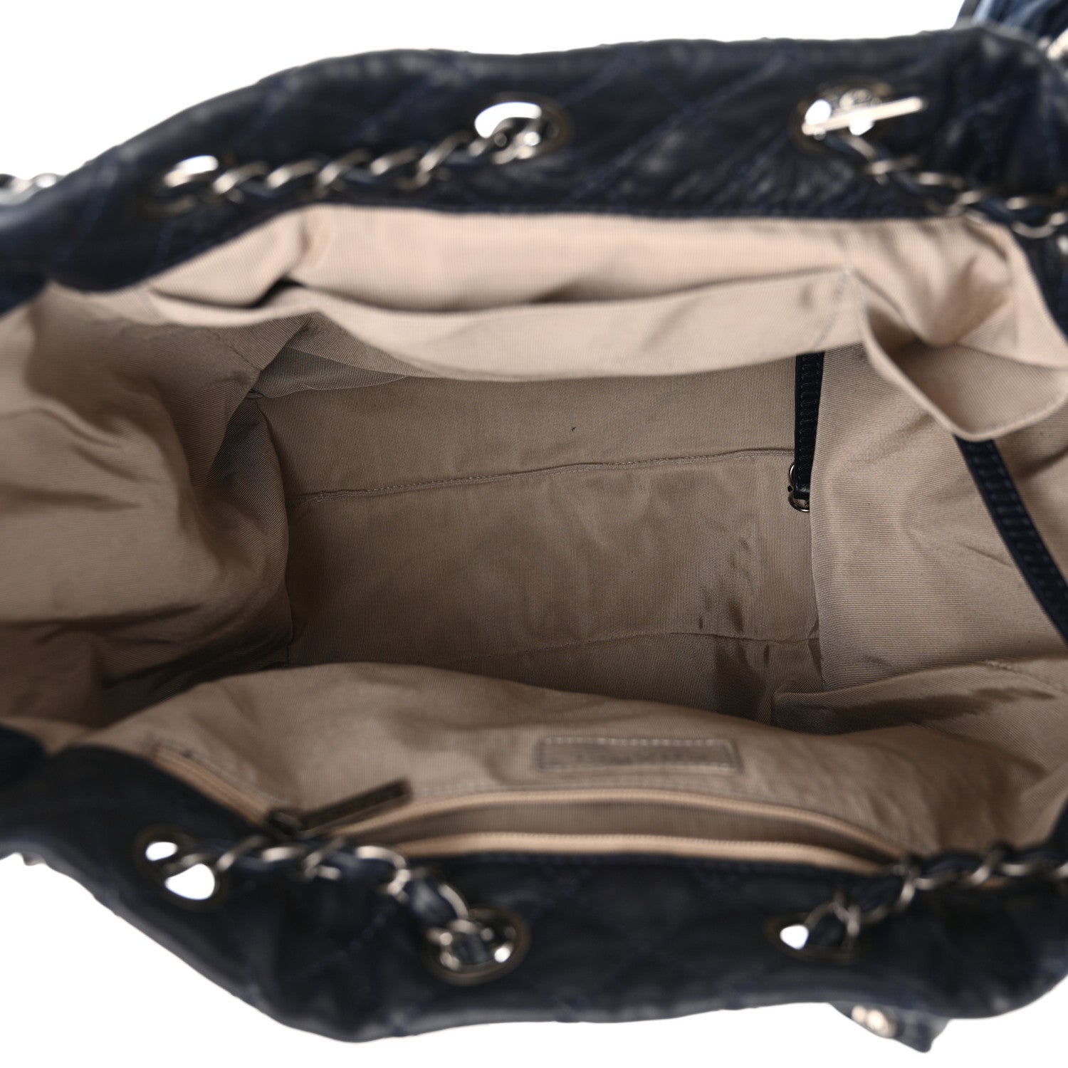 Chanel Goatskin Suede Calfskin Quilted Patchwork Drawstring Bag Blue 5 of 16