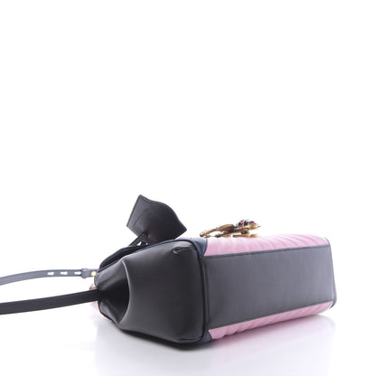 Gucci Calfskin Bamboo Trapuntata Queen Margaret Top Handle Bag Blue Agata Hibiscus Red Mystic White Sugar Pink 4 of 11