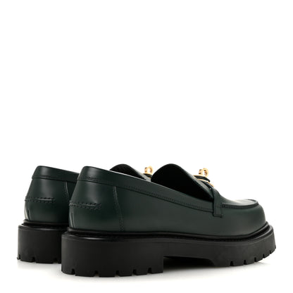 Hermes Glazed Calfskin Womens Icone Loafers 39.5 Vert Bouteille 5 of 10