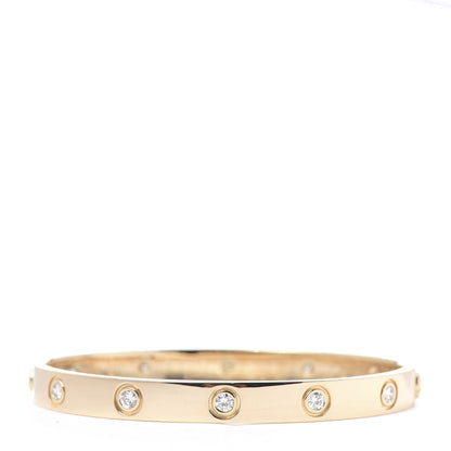 Cartier 18K Yellow Gold 10 Diamond LOVE Bracelet 17 1 of 7