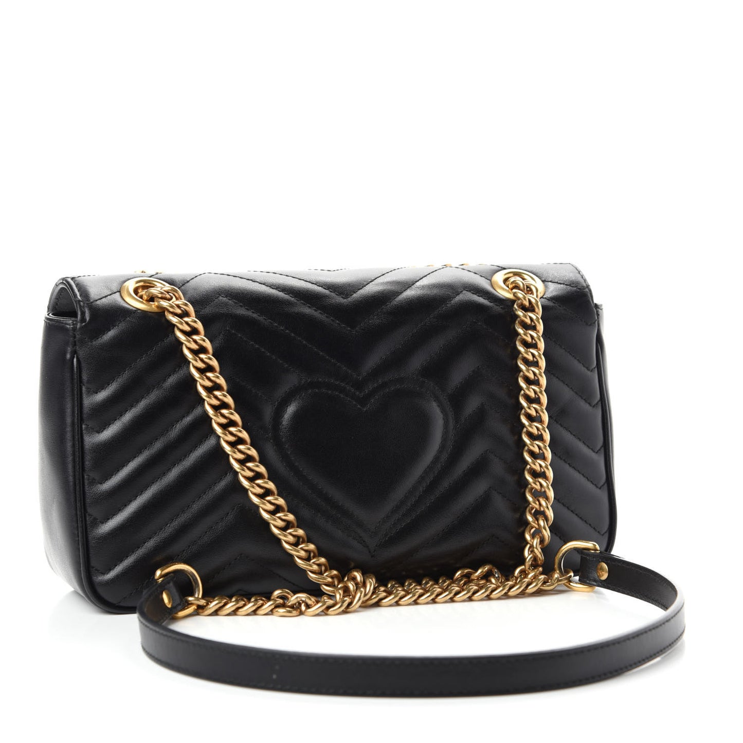 Calfskin Matelasse Small GG Marmont Shoulder Bag Black