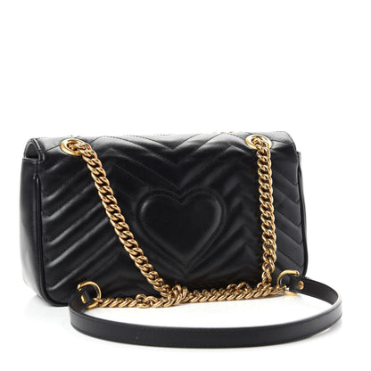 Gucci Calfskin Matelasse Small GG Marmont Shoulder Bag Black 3 of 12