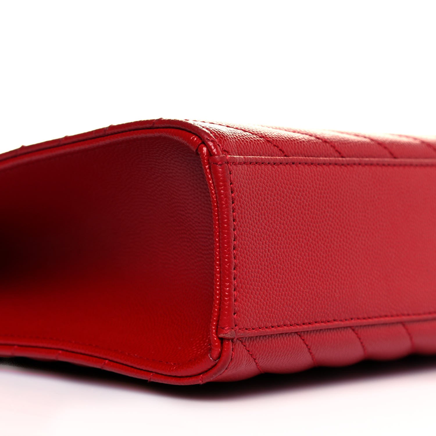 Saint Laurent Grain De Poudre Matelasse Chevron Large Monogram Satchel Lipstick Red 7 of 8