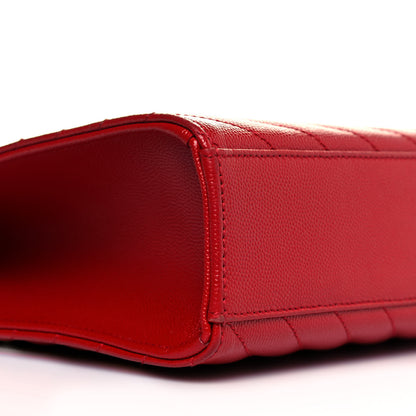 Saint Laurent Grain De Poudre Matelasse Chevron Large Monogram Satchel Lipstick Red 7 of 8