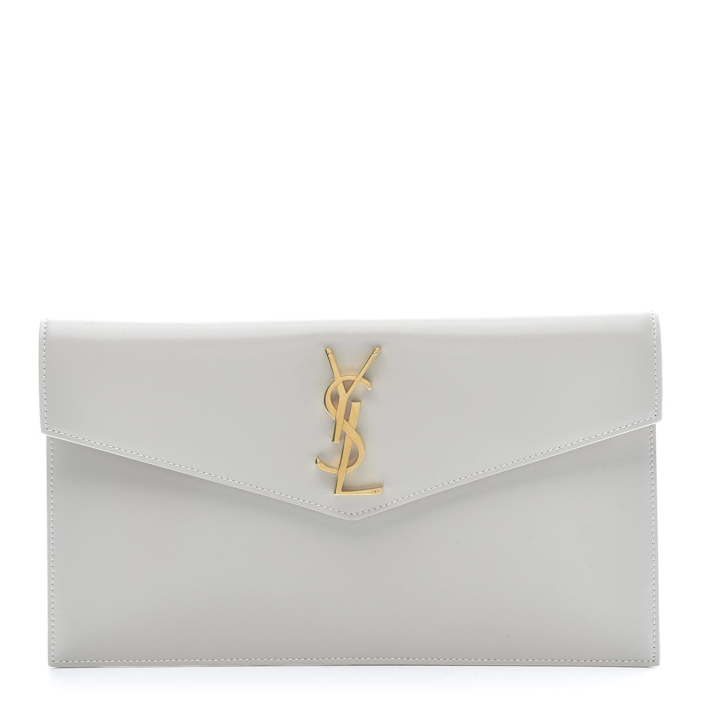 Smooth Shiny Calfskin Uptown Pouch Crema Soft