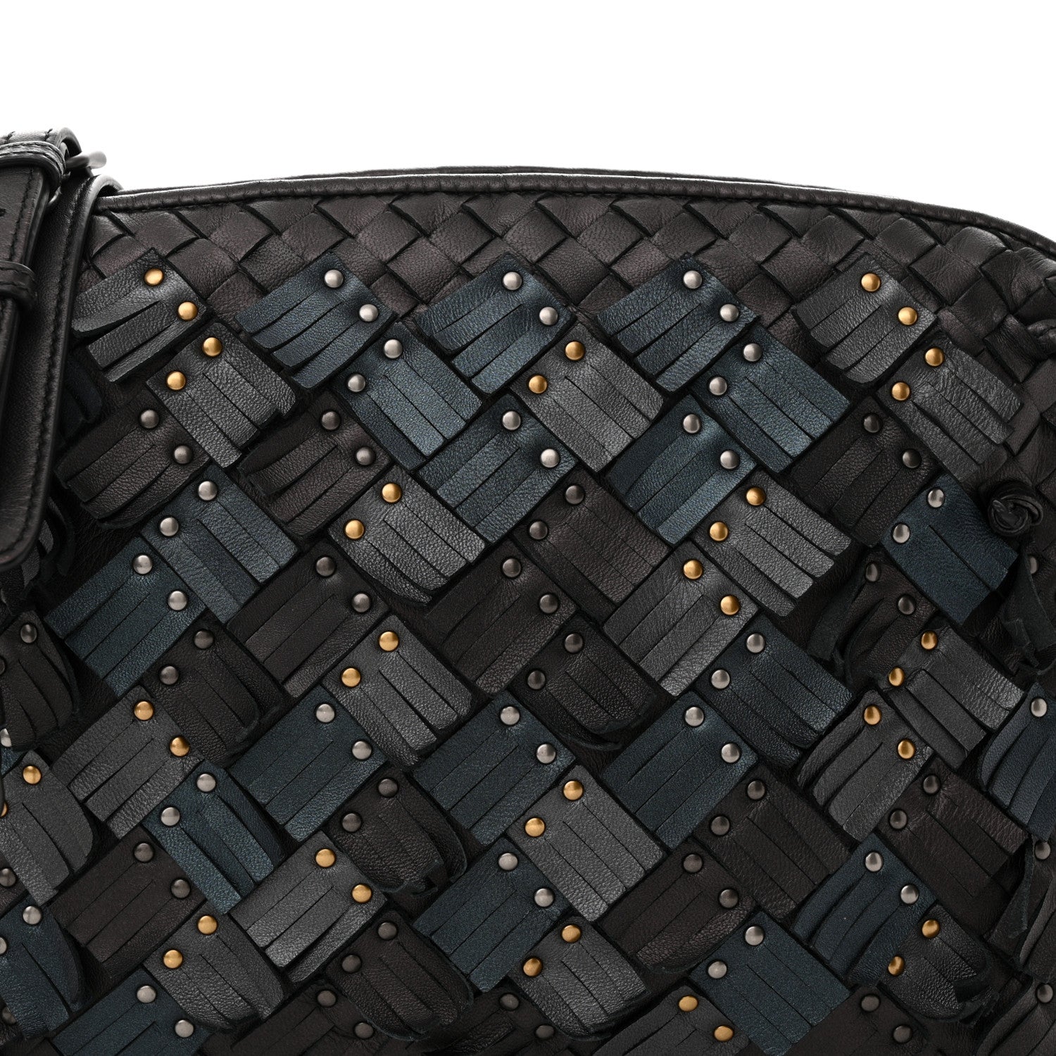 Bottega Veneta BOTTEGA VENETA Nappa Intrecciato Fringe Studded Nodini Crossbody Messenger Multicolor 8 of 12