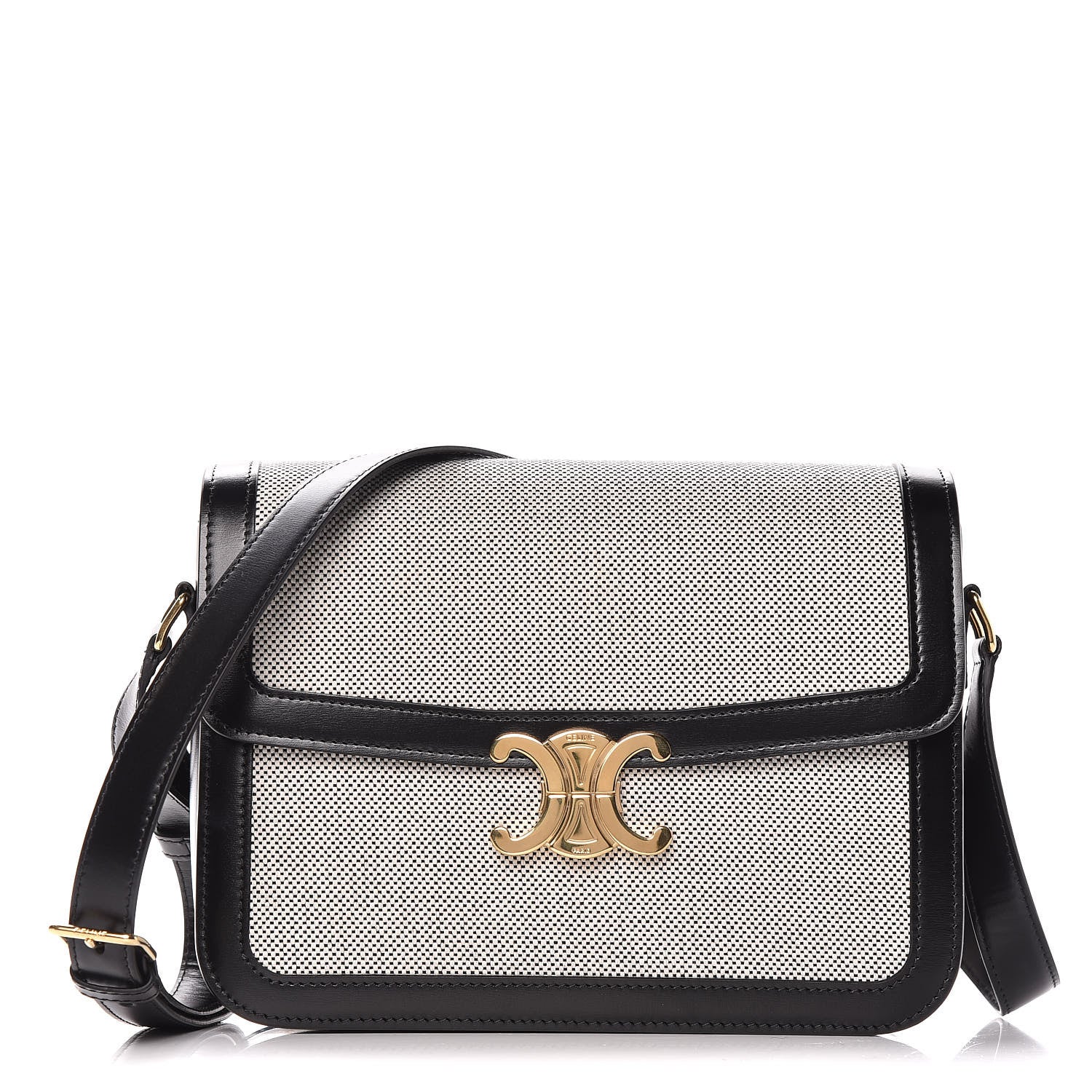 Celine Textile Natural Calfskin Large Triomphe Black 1 of 9