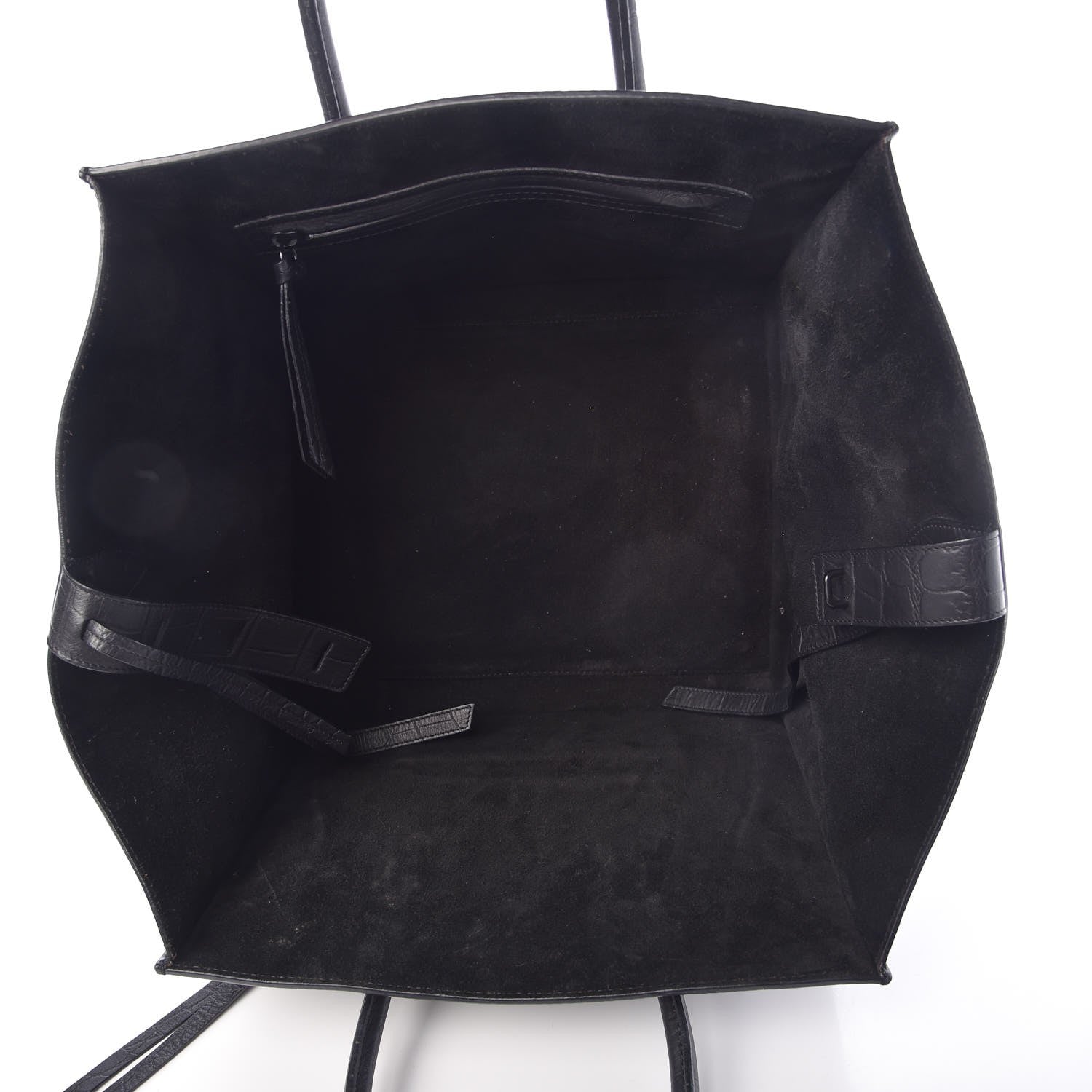 Celine Crocodile Embossed Calfskin Medium Phantom Luggage Black 5 of 11