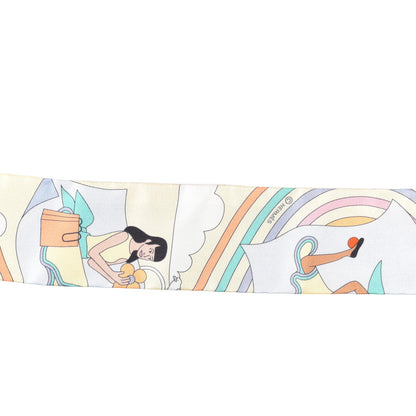 Hermes Silk Carres Volants Twilly Jaune Soufre Ciel Vert Jade 3 of 4