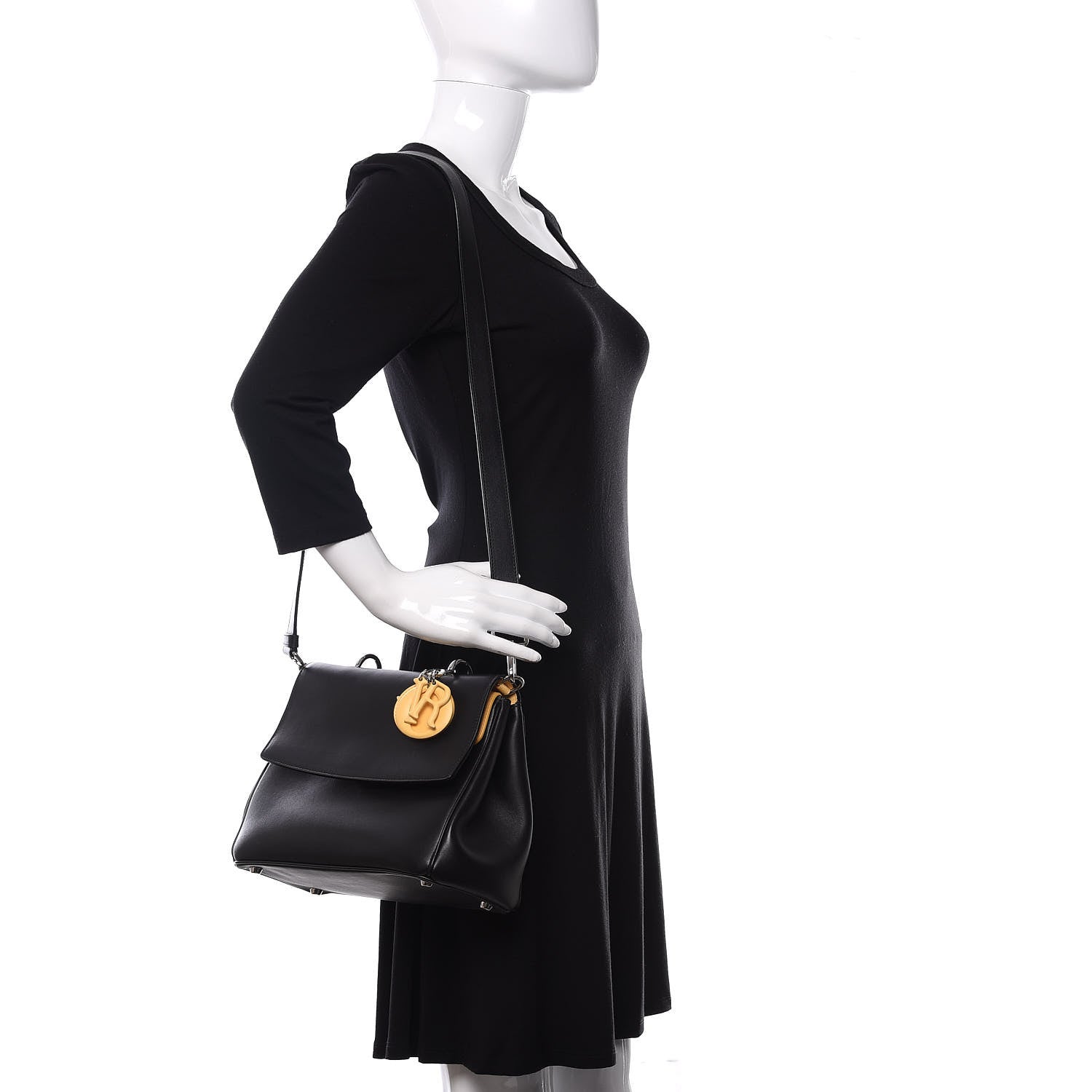 Christian Dior Smooth Calfskin Small Tri-Color Be Dior Flap Black Grey Yellow 2 of 11