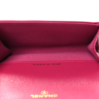Chanel Caviar Quilted Flap Card Holder Wallet Fuchsia 5 of 9