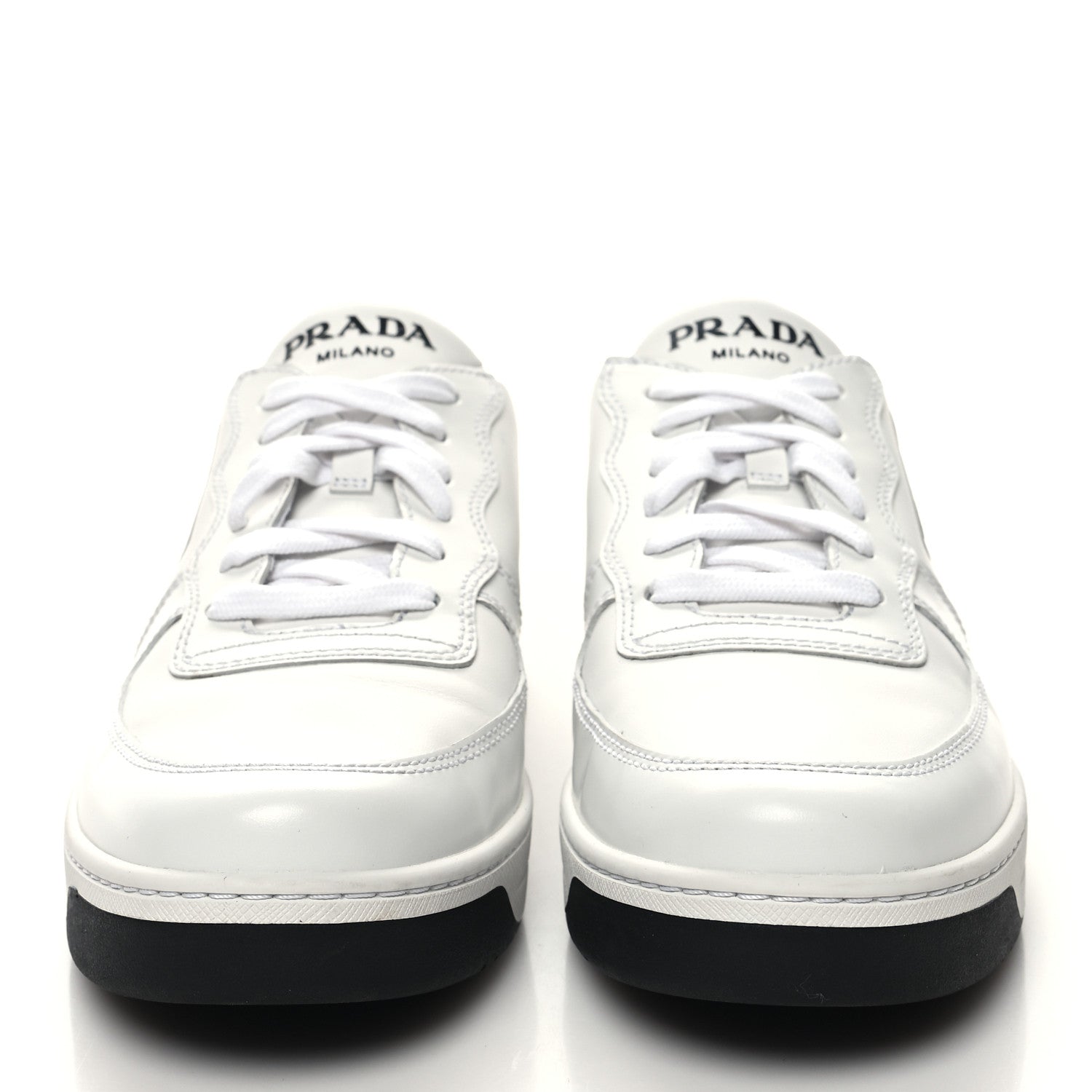 Prada Spazzolato Rois Vitello Soft Triangle Logo Womens Low Top Sneakers 38.5 White 2 of 8