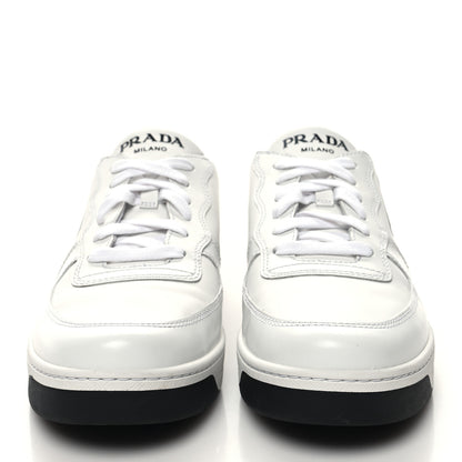 Prada Spazzolato Rois Vitello Soft Triangle Logo Womens Low Top Sneakers 38.5 White 2 of 8
