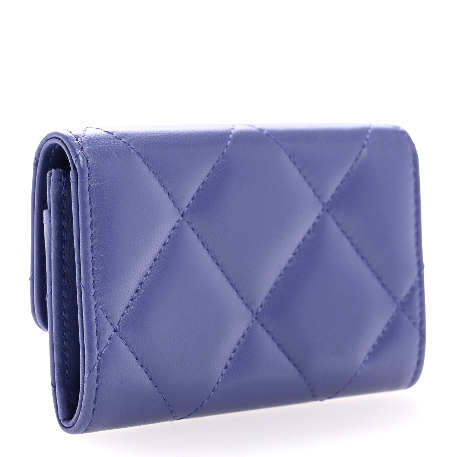 Chanel Goatskin Quilted Chanel 19 Small Flap Wallet Purple 1638151