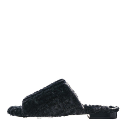 Givenchy Shearling 4G Logo Mule Slide Sandals 38.5 Black 1 of 8