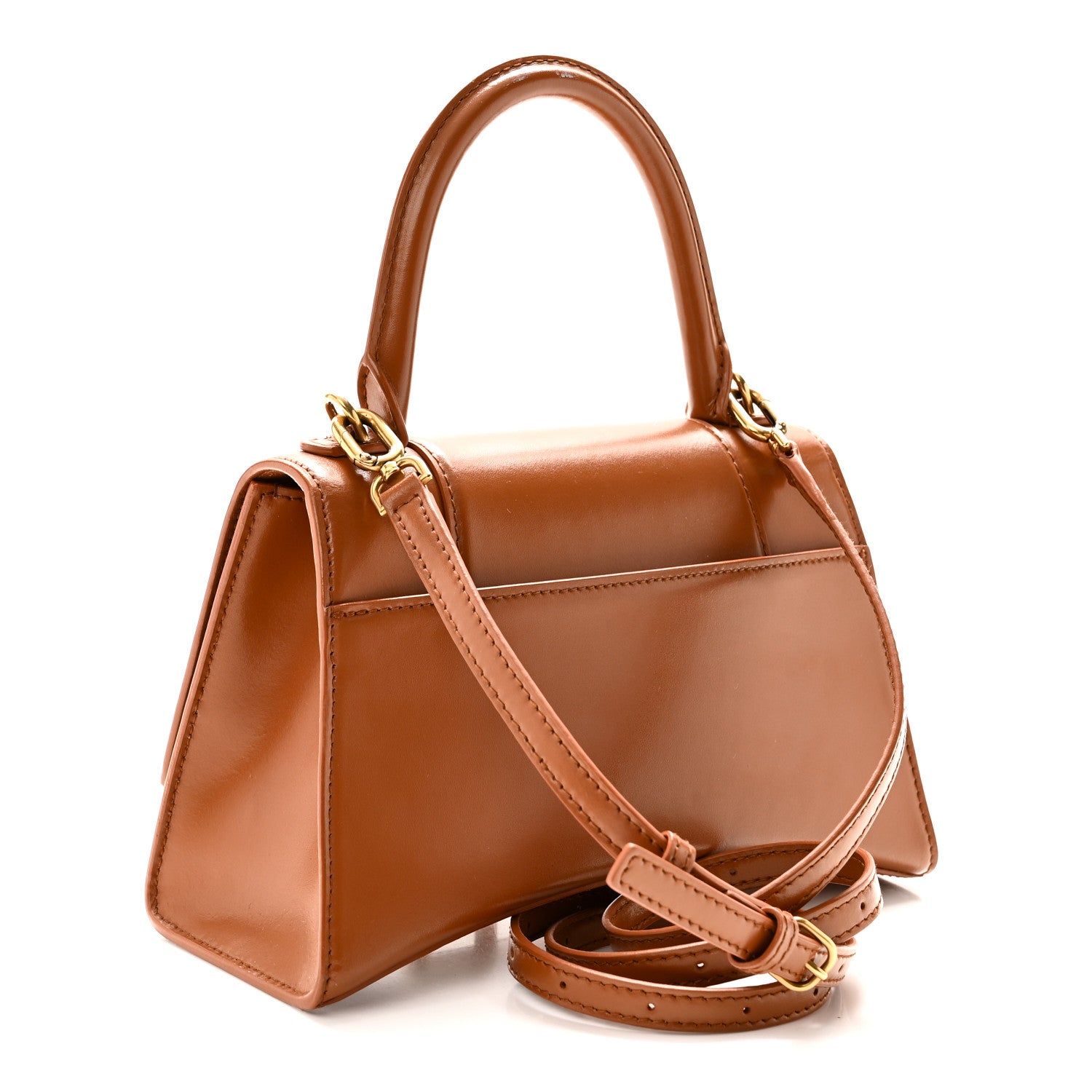 Balenciaga Shiny Box Calfskin Small Hourglass Top Handle Bag Camel 3 of 9