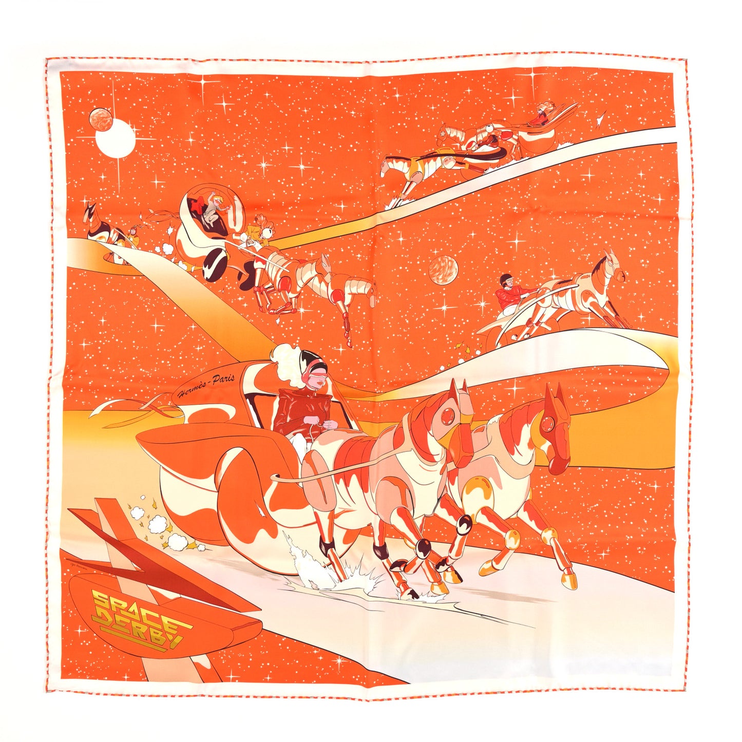Silk Space Derby Scarf 90 Orange Creme Roux