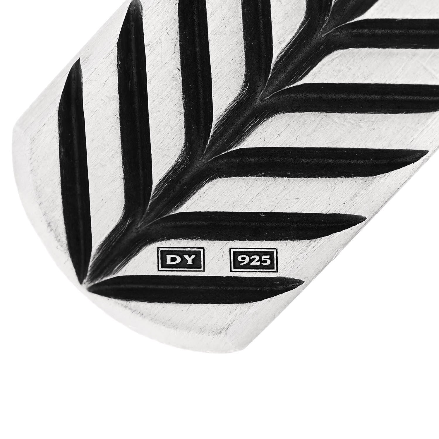 David Yurman Sterling Silver Black Diamond Chevron Tag Pendant 5 of 5