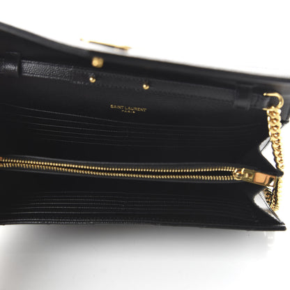 Saint Laurent Grain De Poudre Matelasse Chevron Monogram Chain Wallet Black 5 of 10