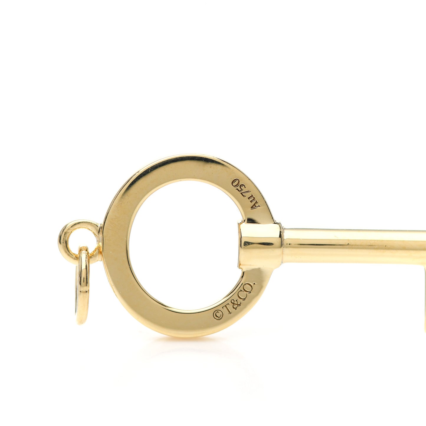 18K Yellow Gold Modern Keys Open Round Key Pendant