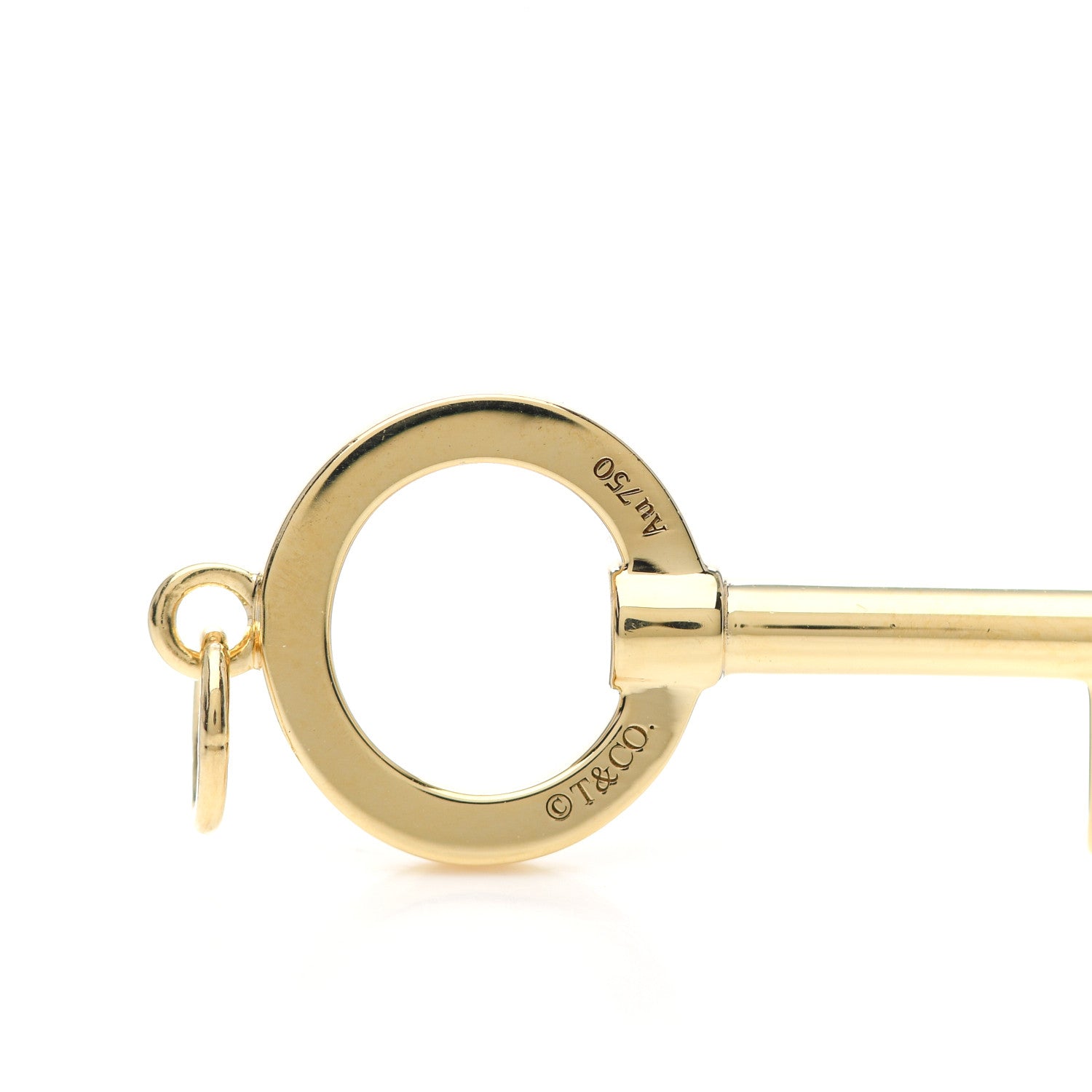 Tiffany 18K Yellow Gold Modern Keys Open Round Key Pendant 3 of 3