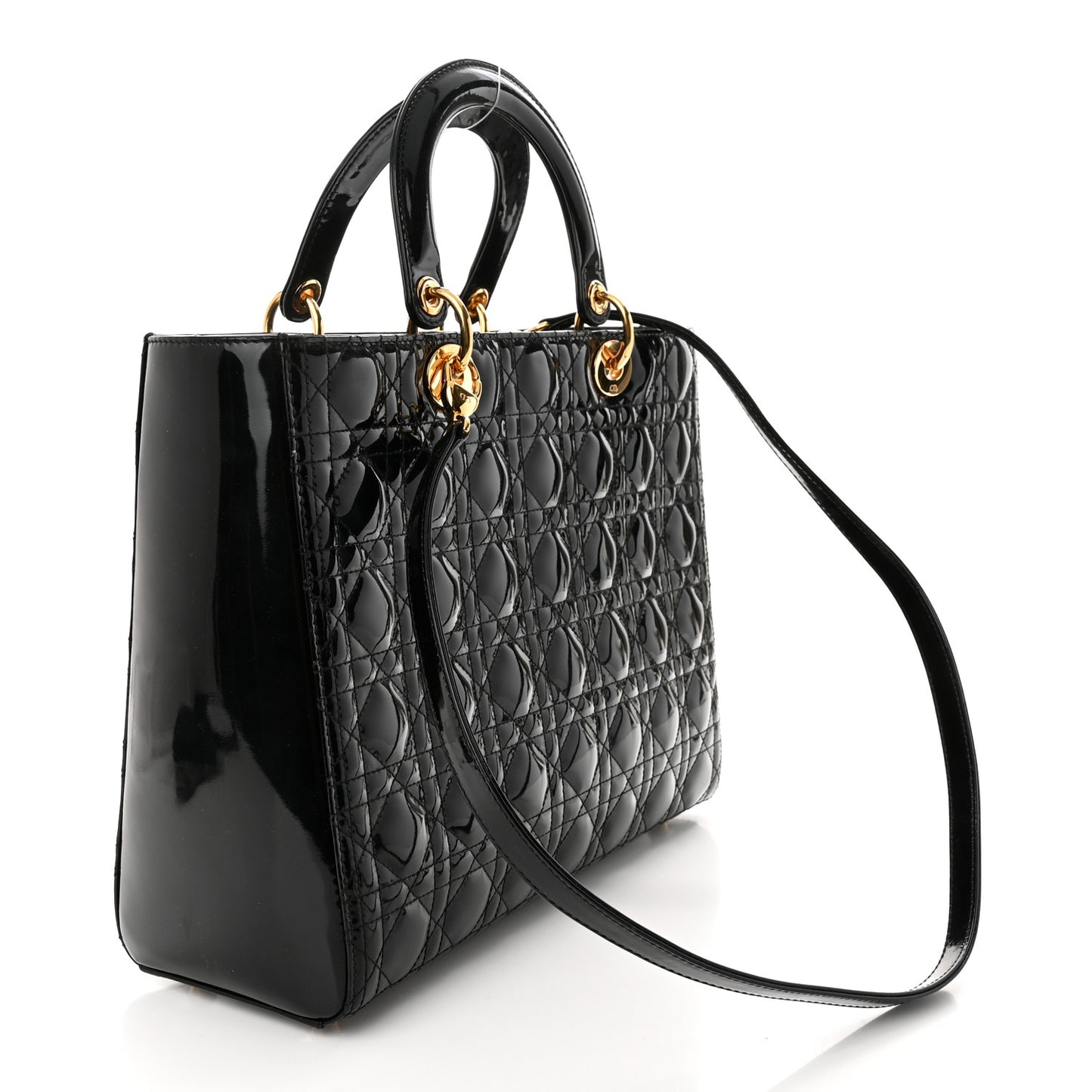Patent Cannage Large Lady Dior Black