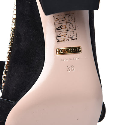 Gucci Kid Scamosciato Crystal GG Marmont Fringe 50mm Loafer Pumps 36 Black 6 of 9
