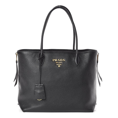 Prada Vitello Daino Side Zip Tote Black 1 of 14