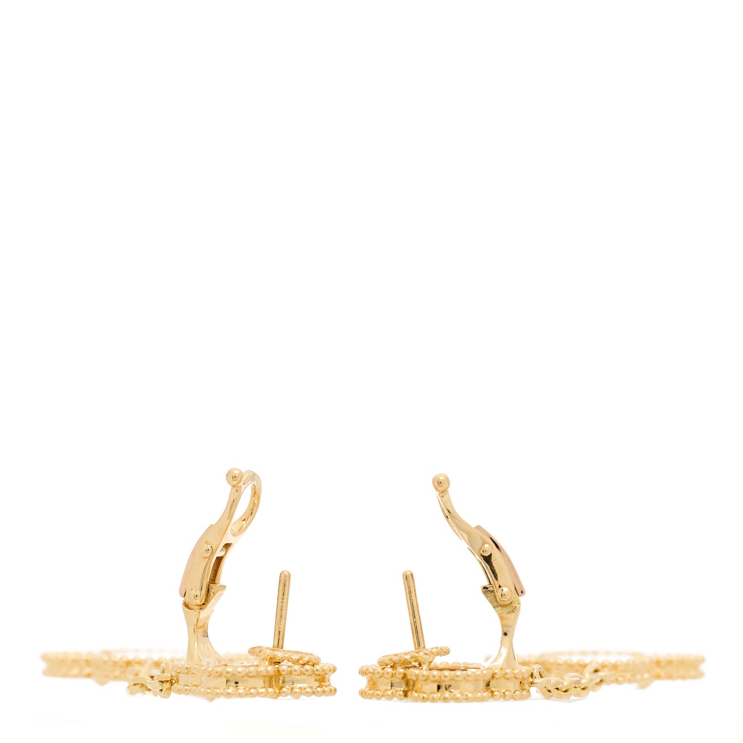 18K Yellow Gold Mother of Pearl 2 Motifs Magic Alhambra Earrings