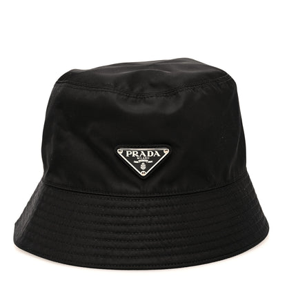 Prada Re-Nylon Metal Triangle Logo Womens Bucket Hat M Black 3 of 8