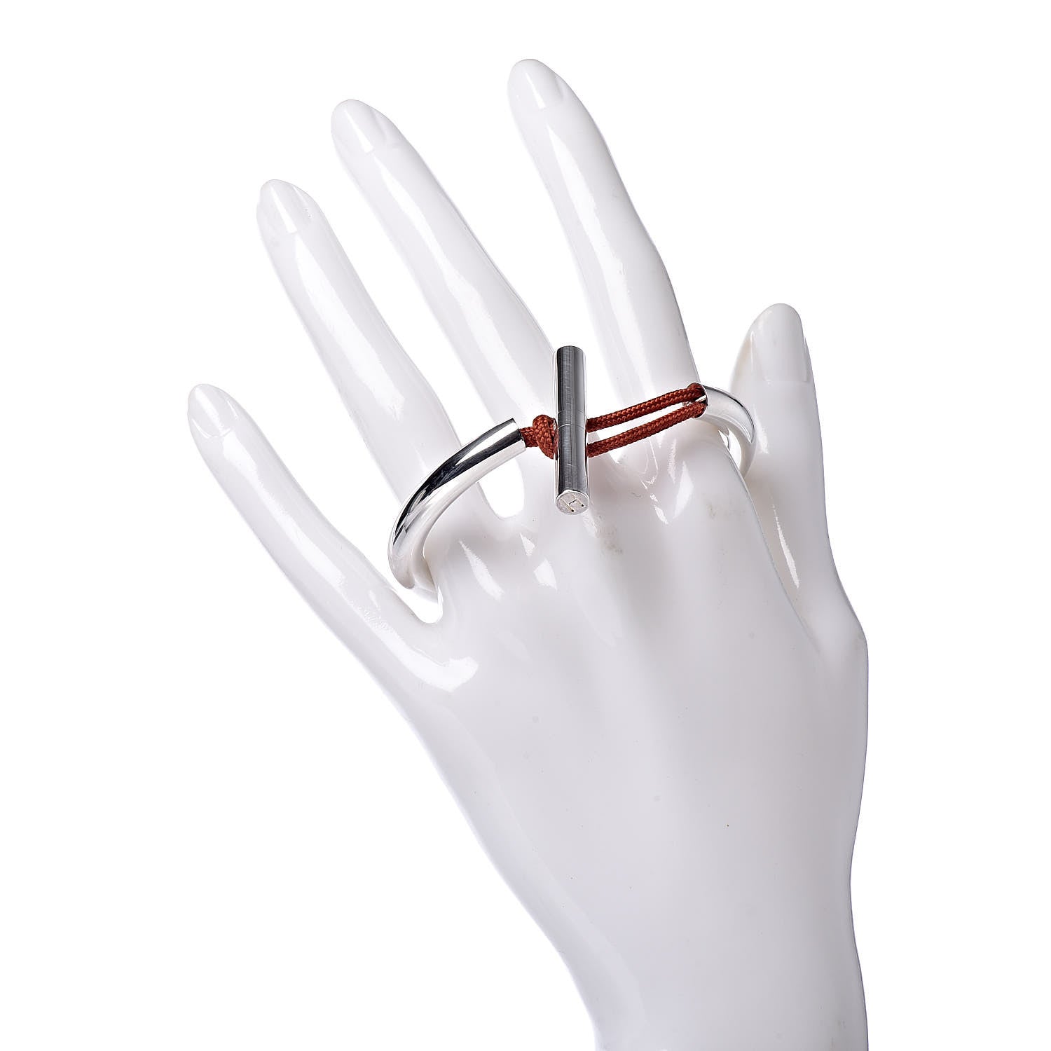 Hermes Sterling Silver Fregate Bracelet SH Orange 2 of 5