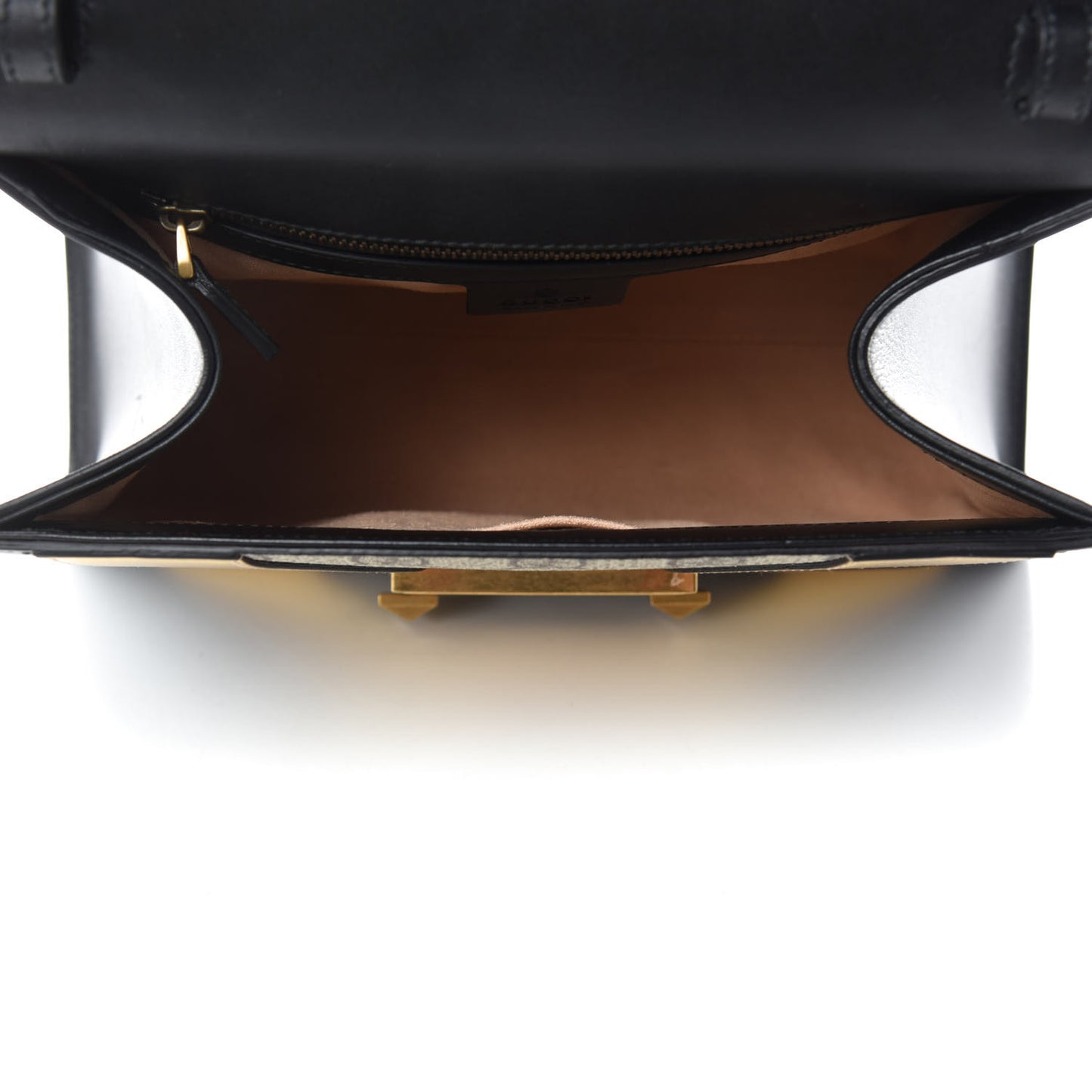 GG Supreme Monogram Small Osiride Top Handle Bag Black Gold