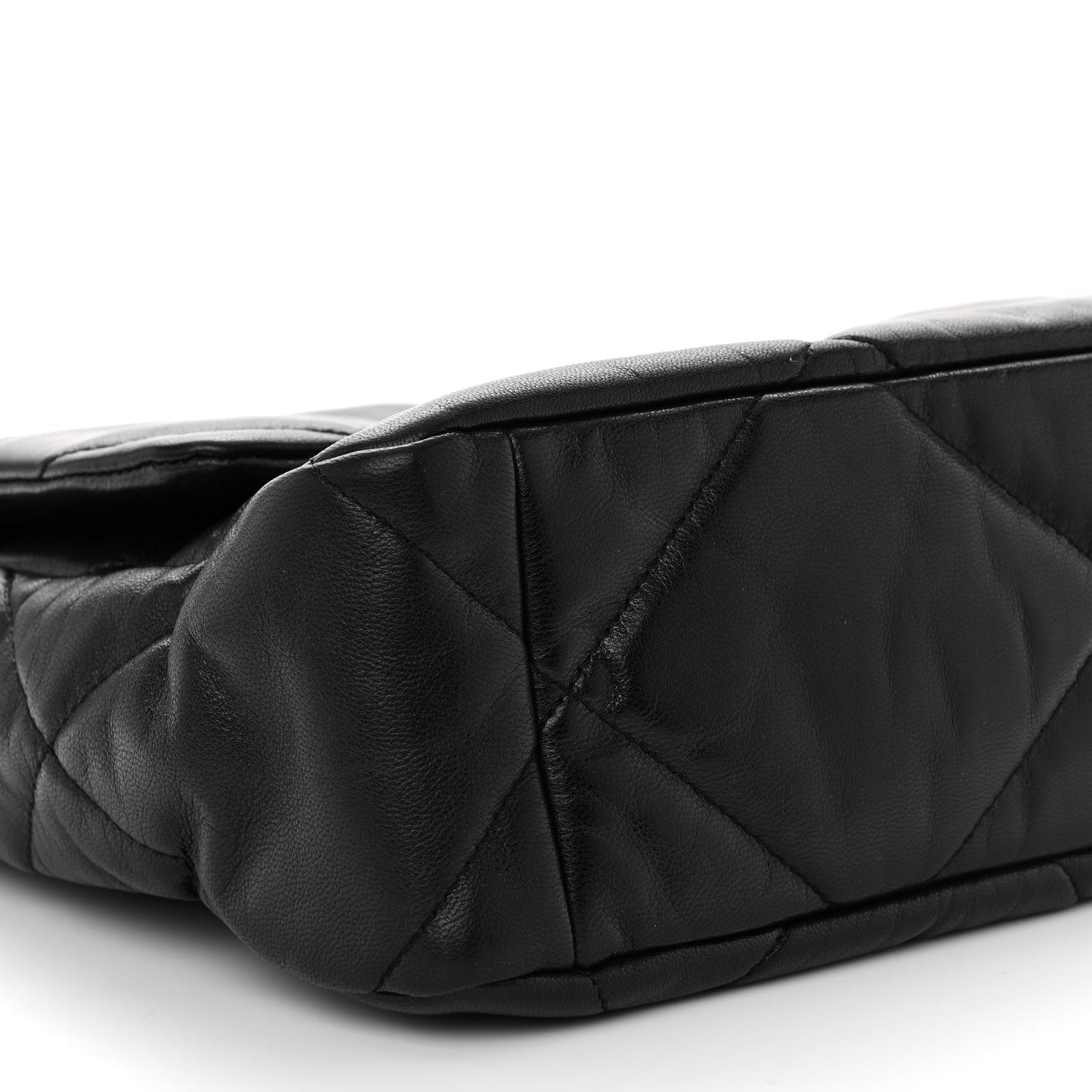 Shiny Goatskin Quilted Large Chanel 19 Flap Black