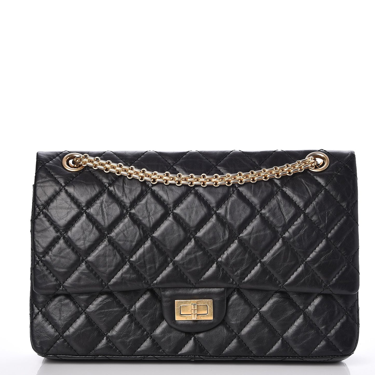 Aged Calfskin Quilted 2.55 Reissue 226 Flap Black