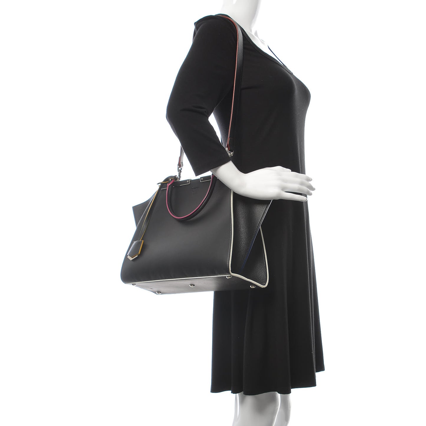 Vitello Dolce Shiny Nappa Petite 3Jours Tote Black Iris