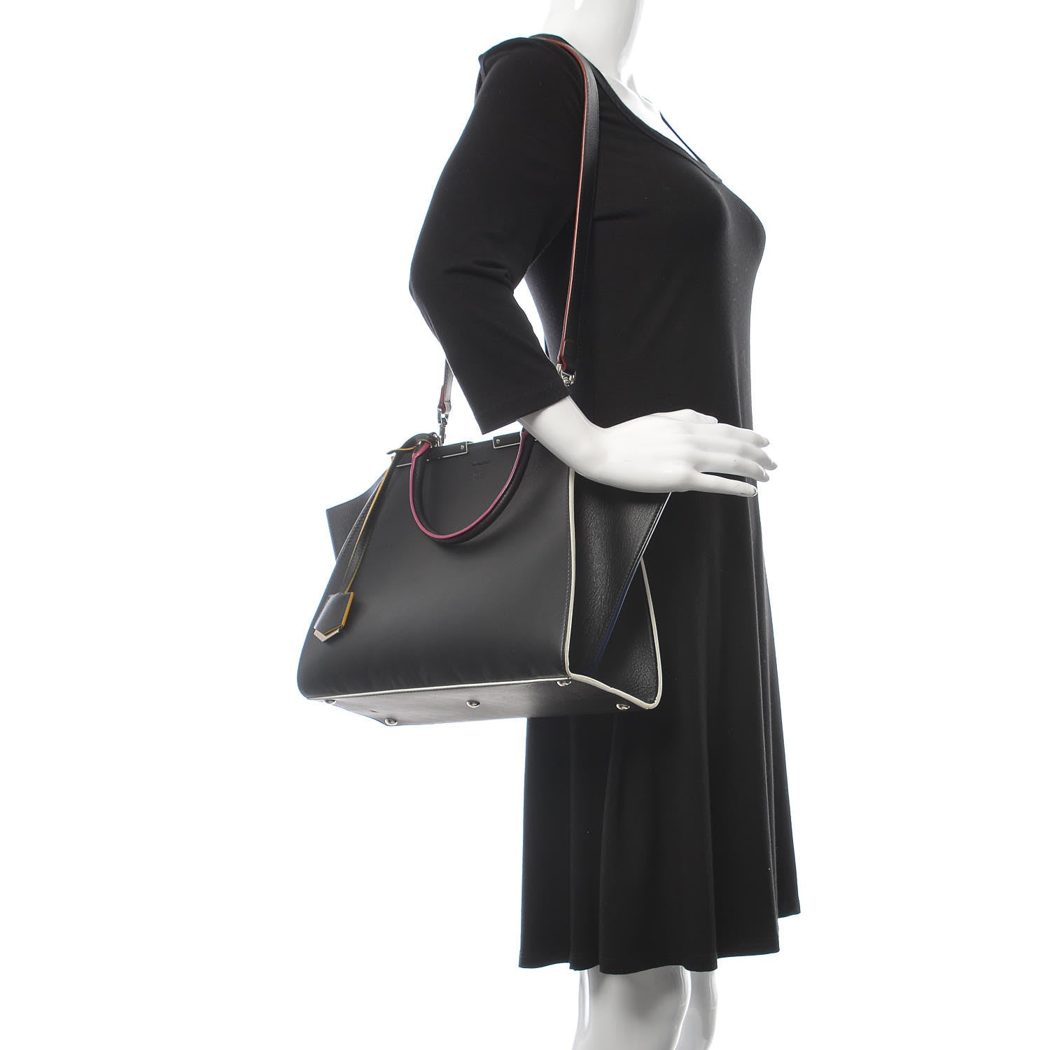 Fendi Vitello Dolce Shiny Nappa Petite 3Jours Tote Black Iris 3 of 10