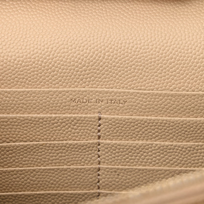 Saint Laurent Grain De Poudre Matelasse Chevron Monogram Chain Wallet Deep Beige 6 of 20