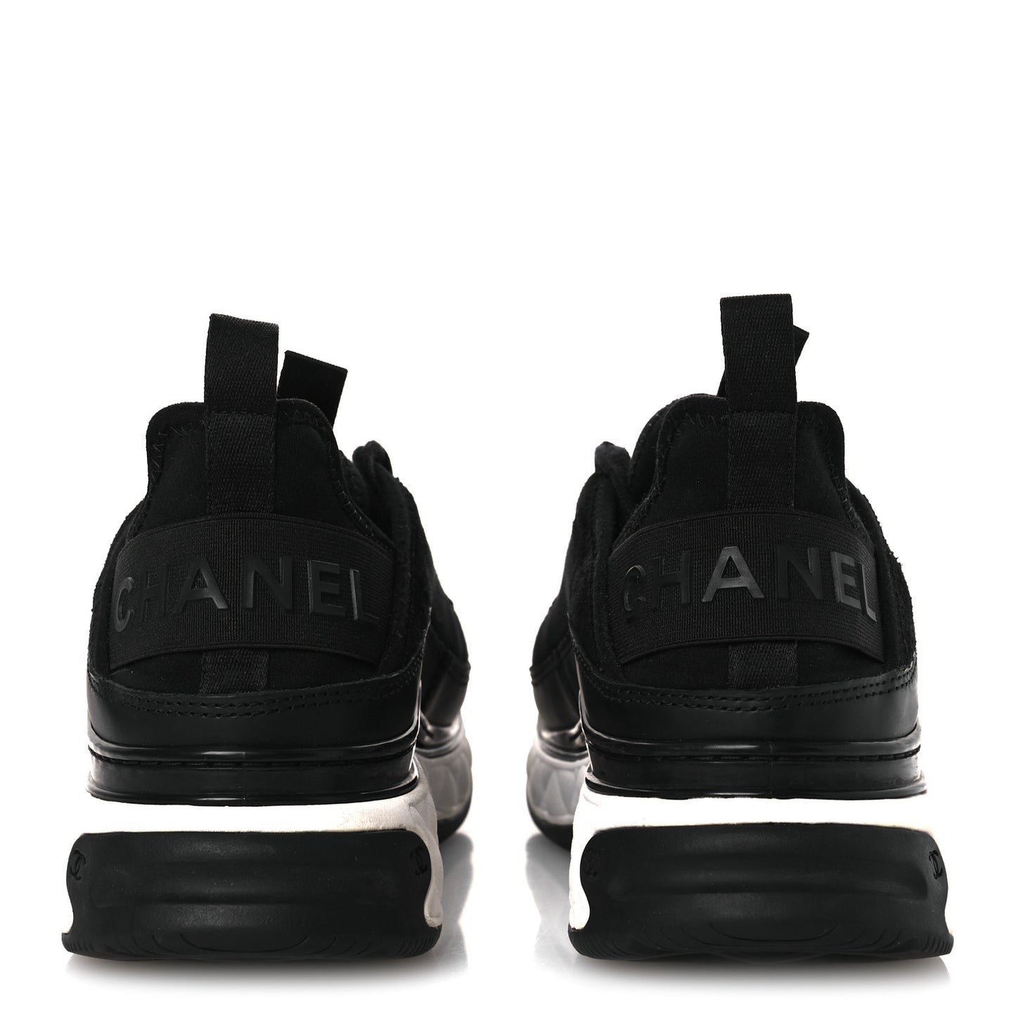 Velvet Calfskin Mixed Fibers CC Sneakers 38.5 Black