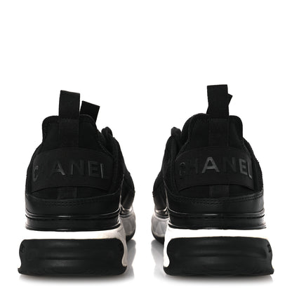 Chanel Velvet Calfskin Mixed Fibers CC Sneakers 38.5 Black 6 of 15